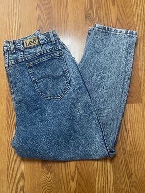 Vintage Lee High Waisted Acid Wash Mom Jeans Size 16 Petite 32x28